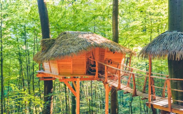 Trenčianske Teplice: Jedinečný pobyt v domku na stromě Treehouse až pro 4 osoby + snídaně a vstup do wellness