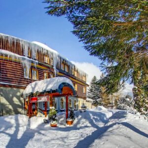 Špindlerův Mlýn u sjezdovek: Alpský Hotel ***+ s polopenzí, neomezeným wellness, masáží, zmrzlinou a kávou